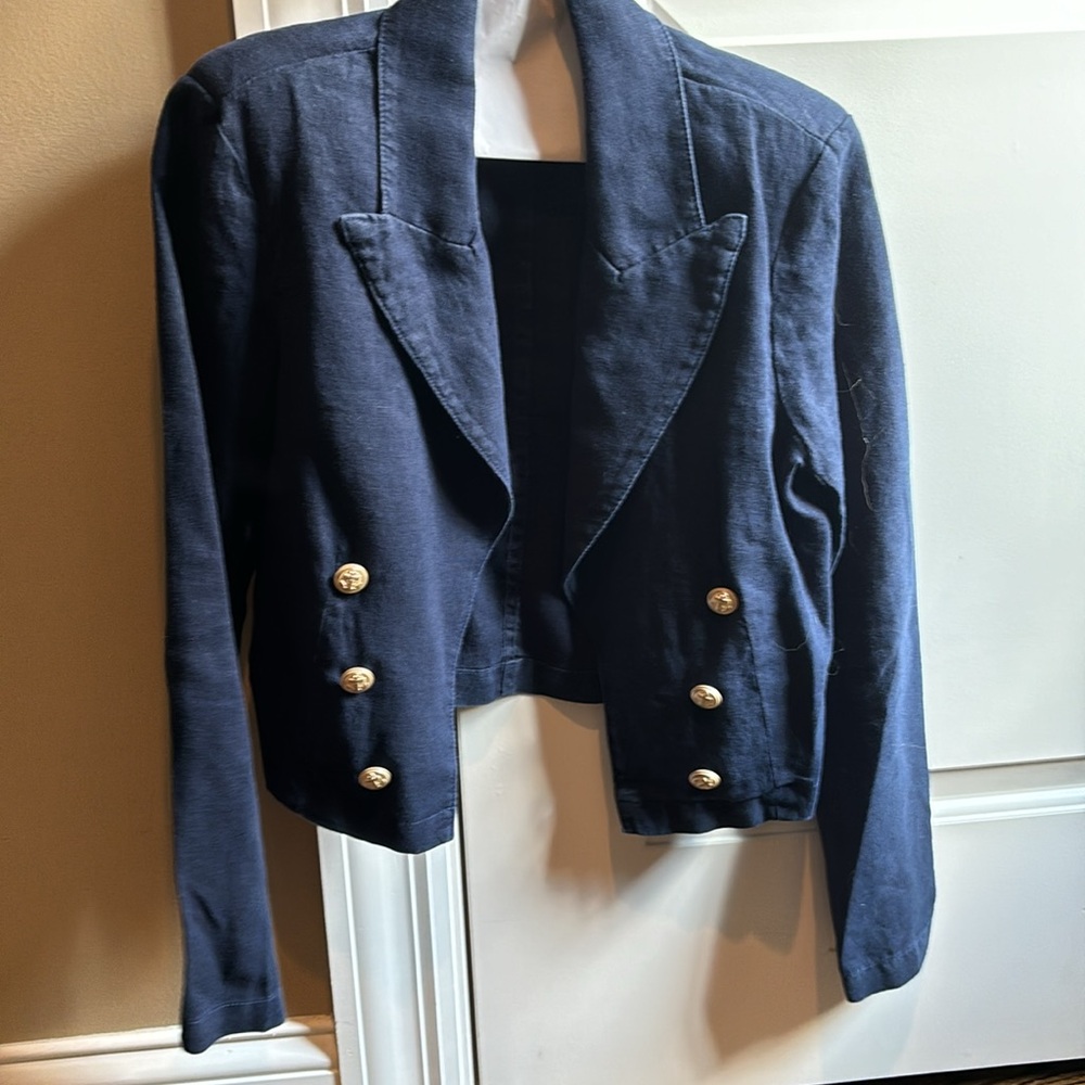 L'AGENCE Navy Blazer with Gold Buttons